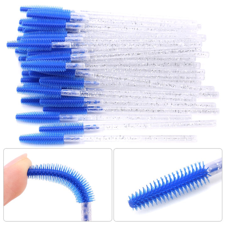 Gel Eyelash Brush Comb Mascara Blue-50pcs