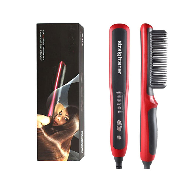 heated straighten hair brushes Red with box