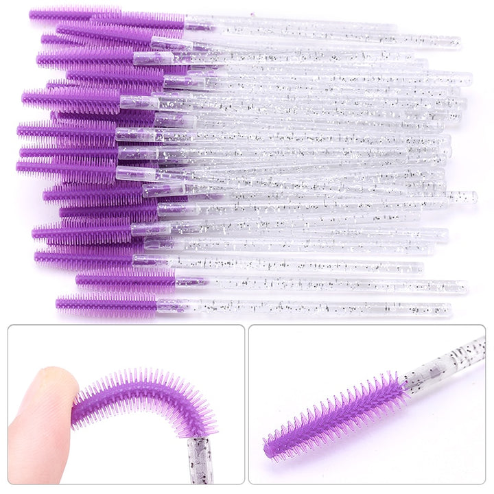 Gel Eyelash Brush Comb Mascara Purple-50pcs