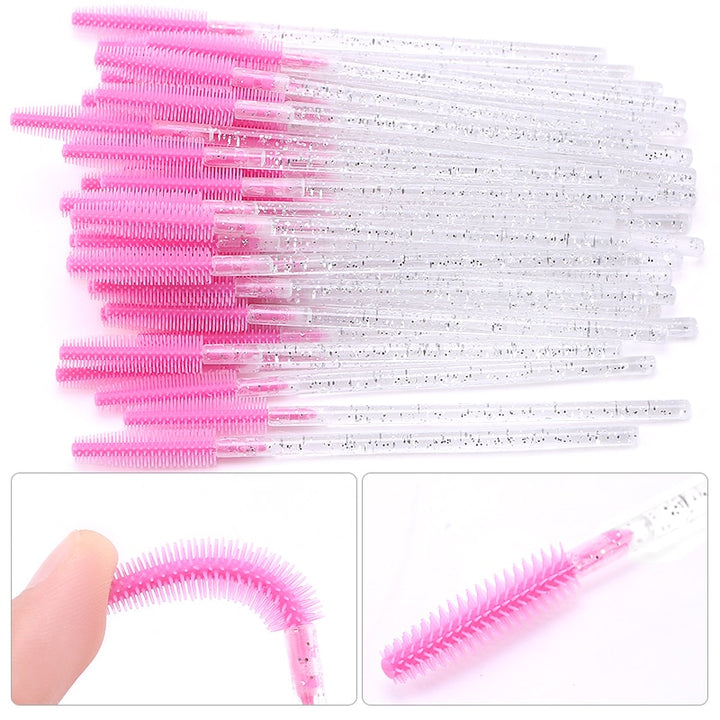 Gel Eyelash Brush Comb Mascara Pink-50pcs