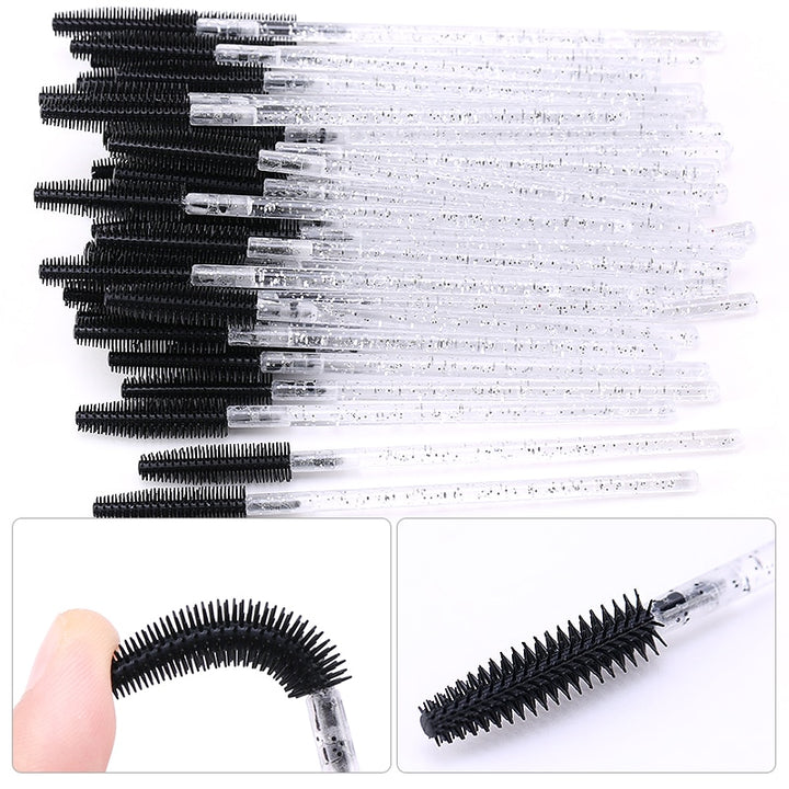 Gel Eyelash Brush Comb Mascara Black-50pcs