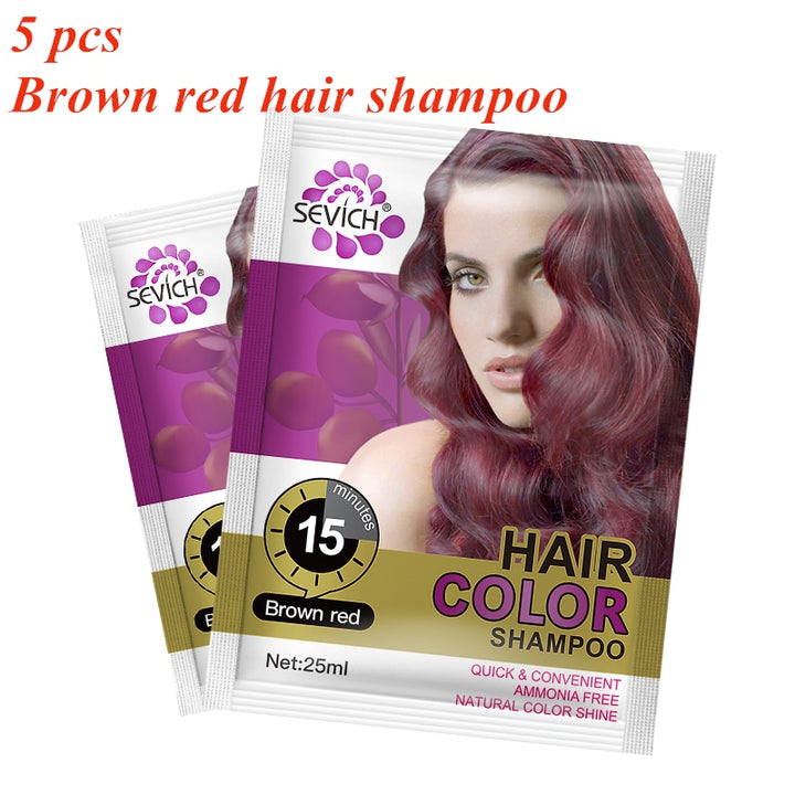 SEVICH Black Hair Shampoo Dye. 5pcs Red brown