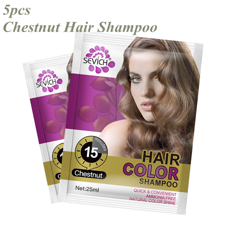 SEVICH Black Hair Shampoo Dye. 5pcs Chestnut