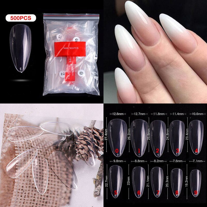 Acrylic Clear False Nails Tips 500pcs-DX-C