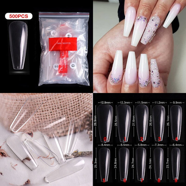 Acrylic Clear False Nails Tips 500pcs-GC-C