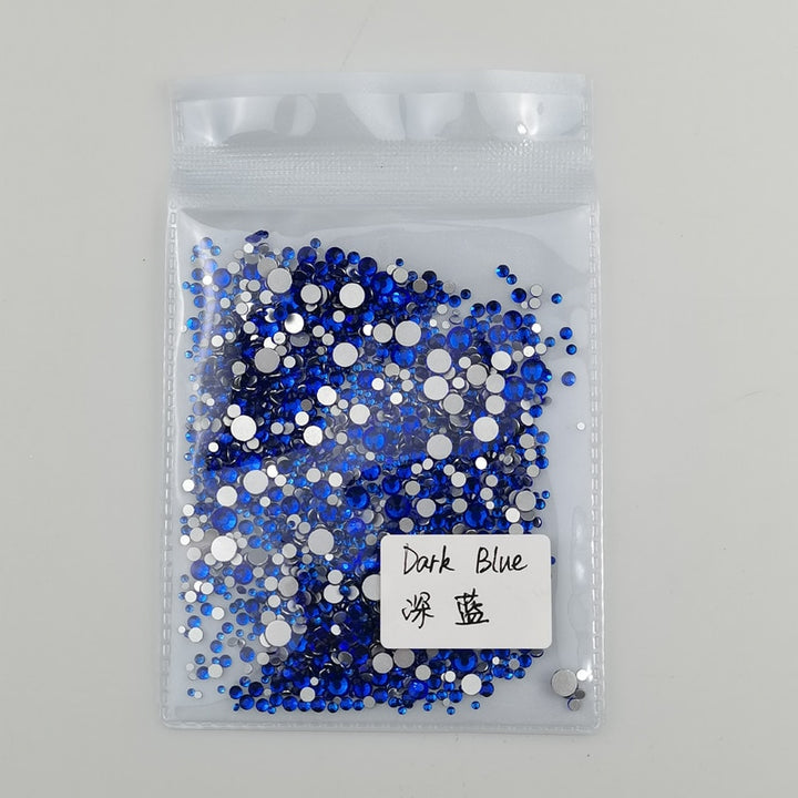 Flatback Crystals Rhinestones. Mix size Blue